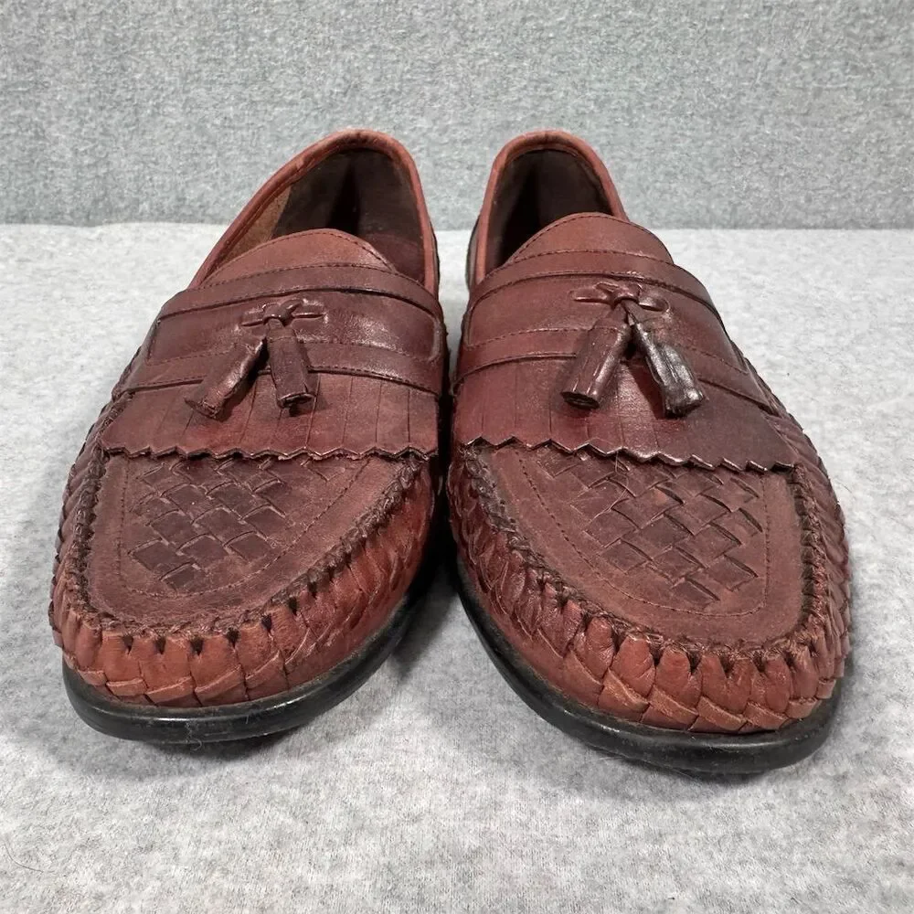 Nunn Bush Men's Tassel Loafers Brown Woven Moc Toe Slip-On Size 11.5M